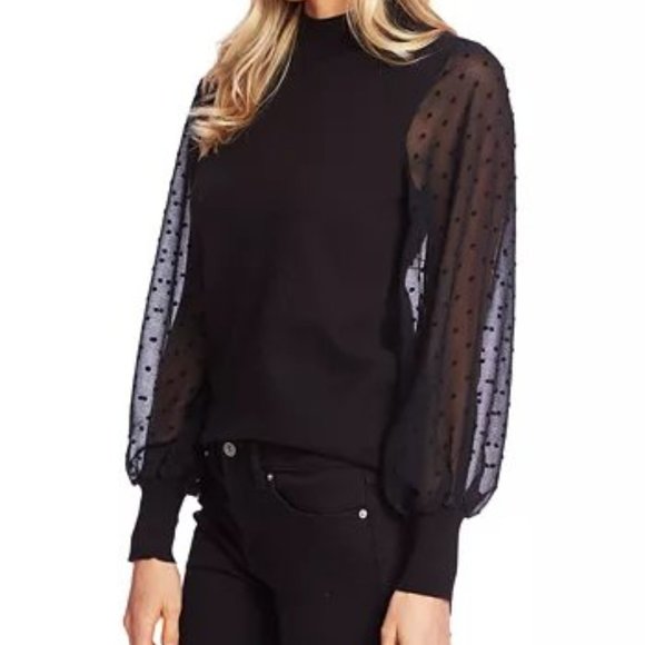 CeCe Swiss Dot Sleeves Knit Top - Picture 1 of 3